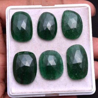6 Pcs Natural Green Aventurine Checker Cut 20mm-24mm Untreated Loose Gemstones - Image 1 of 4