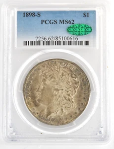 United States 1898-S $1 Morgan Dollar 90% Silver San Francisco PCGS MS62 CAC - Picture 1 of 2