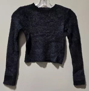 Art Class Girls' Size XL 14 Ribbed & Fuzzy Super Soft Black Crewneck Sweater - Picture 1 of 7