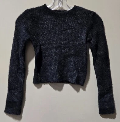 Suéter de cuello redondo negro súper suave acanalado y difuso Art Class -- talla XL 14 para niñas Foto 1 de 4