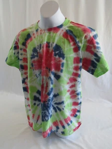 Youth Size L (14-16), Blue Green Red, Tie Dyed, Cotton, Unisex T-Shirt - Gildan - Picture 1 of 4