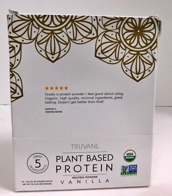 Truvani Organic Plant Based Protein Powder Vanilla 10.47oz/10 Servings bbd 10/26 - Image 1 of 4
