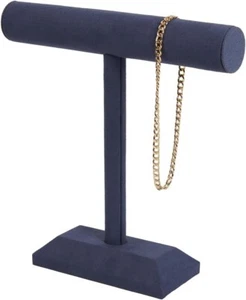 Lote de 2 pantallas de pulsera de barra en T de un solo nivel pizarra azul gamuza joyería 12" x 12" - Imagen 1 de 1