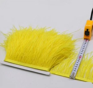 Yellow Ostrich Feather Trims Fringes Sewn on Feather 1 Yard  (USA) - Picture 1 of 1