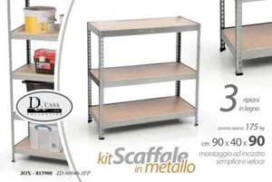 SCAFFALE 3 RIPIANI METALLO MENSOLA 175 KG GARAGE CUCINA MAGAZZINO 90*40*90 - Foto 1 di 19