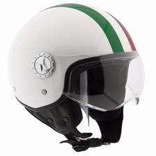 Casco Moto Custom Scooter Demi-Jet Omologato ECE R22-05 Visiera ITALIA A STRISCE