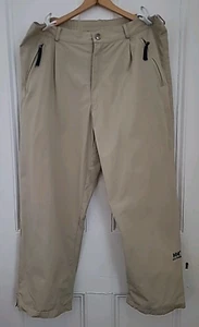 Helly Hansen Beige Heavyweight Cotton Trousers Poly/Cot Lined Ankle Zip XL 38/28 - Picture 1 of 20