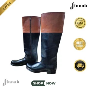 jinnah leather-Riding Men's Revolutionary War Black leather Boots - Picture 1 of 4