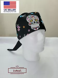 Men/Women Surgical Scrub Cap Lined Skeleton Day of The Dead skull - Picture 1 of 4