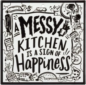 Primitives by Kathy 35735 Stoneware Trivet, 6" x 6", A Messy Kitchen - Picture 1 of 1
