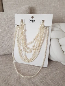 Collar de perlas Zara cadena perlas 1856/051 collar de perlas niña chisme blanco crema - Imagen 1 de 3