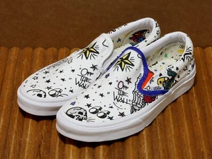 Vans Shoes Off The Wall Born To Lose White Tattoo Slip Ons Men's 6.5 Women's 8 - Picture 1 of 8