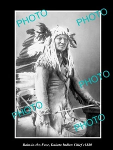 ANTIGUA FOTO HISTÓRICA GRANDE DEL JEFE INDIO DAKOTA LLUVIA EN LA CARA c1880 - Imagen 1 de 1
