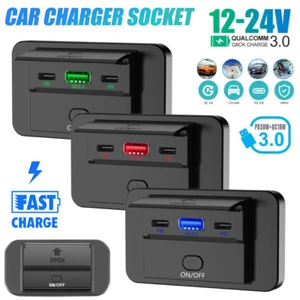 USB C Steckdose 12V/24V 78W PD & QC 3.0 USB KFZ Ladegerät Dose für Auto Boot LKW - Picture 1 of 15