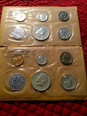 1963 & 1964 US Mint SILVER proof sets, Beautiful Coins! - Image 1 of 3