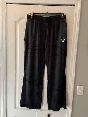 TRUE RELIGION Women's Velour Straight Leg Pants Black Size Medium M - Image 1 of 4