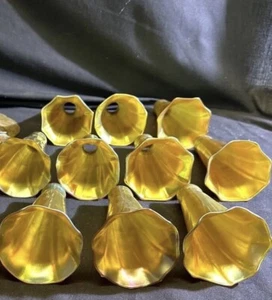 GOLD AURENE FAVRILE RUFFLED ART GLASS LILY SHADES TIFFANY STUDIO SIZE *SOLD EACH - Picture 1 of 13