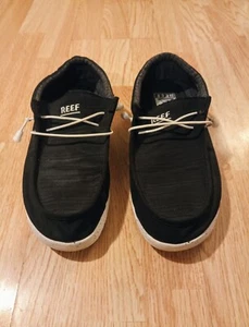 Reef Mens Cushion Coast TX Canvas Shoes Slip On Black White Causal Comfort - Picture 1 of 5
