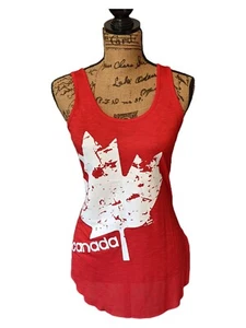 IFSE Womens Tank Top MED Red Racerback Lace Back Canada Logo Shirt - Picture 1 of 4
