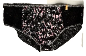 Black-Pink Boyleg Animal Print Panties Size 4X/11 Sexy Floral Lace Sheer Back - Picture 1 of 12