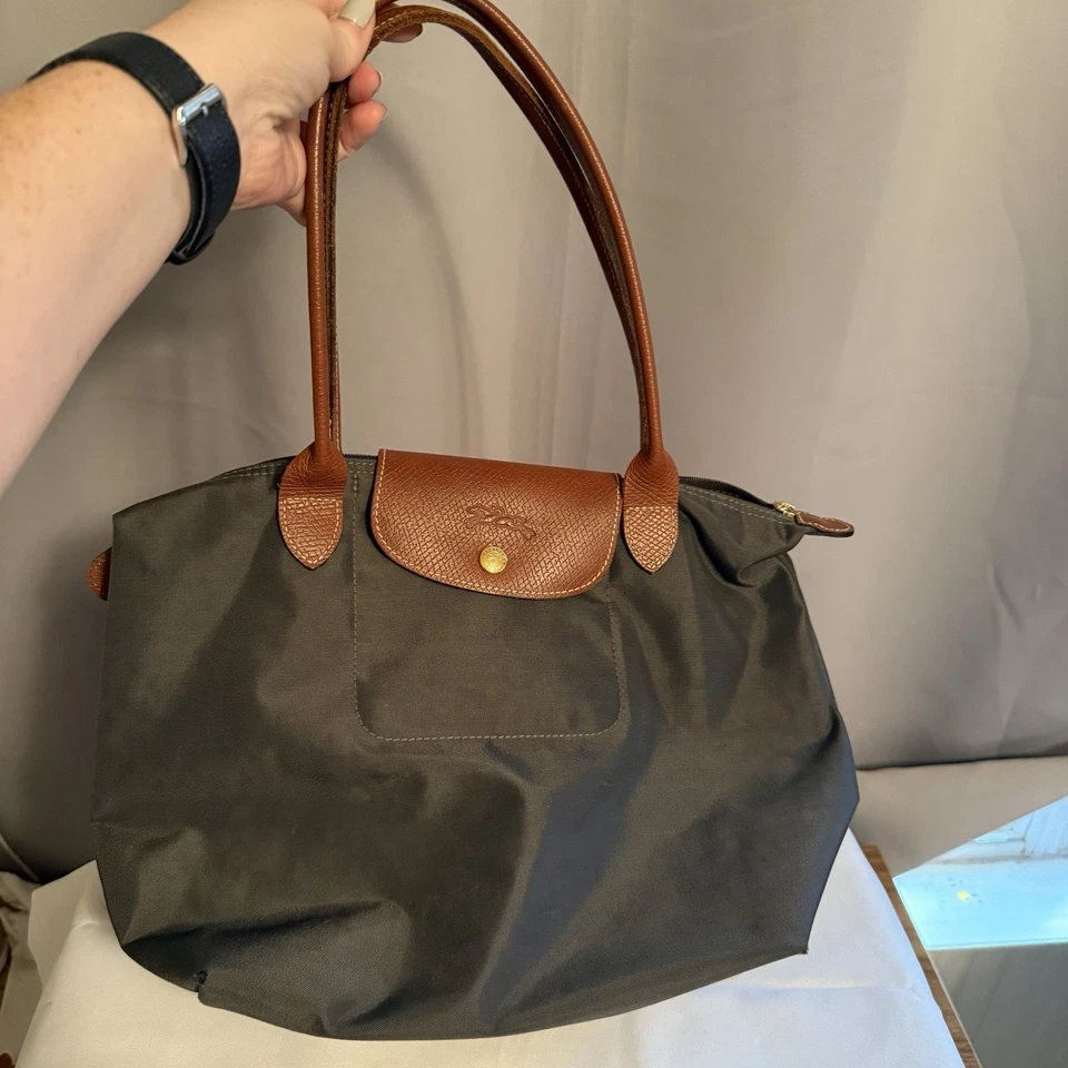 Longchamp Le Pliage Shopping Depose Plegable Diseñador Bolso de Mano Cartera Gris Foto 1 de 4