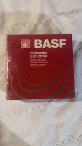 BASF 5.25” Floppy Disk Pack Of 10 Double Sided High Density Brand New NOS - Afbeelding 1 van 6
