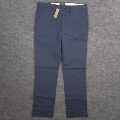 Pantalones J Crew Para Hombres 31X30 Azul Marino Chino Ajustados Cónicos Elastizados Sarga Preppy NUEVO Foto 1 de 4