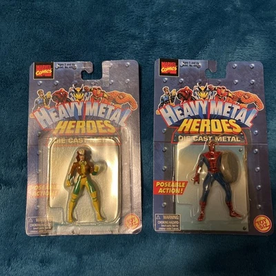 2 Marvel, Heavy Metal Heroes 1997.           Metal fundido a presión. Rogue, Spidey. Nuevo. Foto 1 de 2