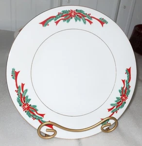 Poinsettia & Ribbons Christmas Dinner Plate Fairfield Tienshan China - Picture 1 of 2
