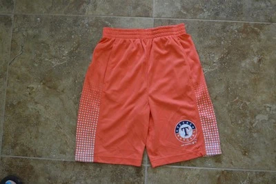 NEW-MENDED - MLB Texas Rangers Girls/youth MEDIUM M 10/12 Athletic Coral Shorts - Image 1 of 4