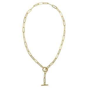 Adornia Slide Thru Paper Clip Chain Lariat Gold - Picture 1 of 3