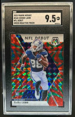 2020 Mosaic CeeDee Lamb RC Prizm Reactive Green #268 Cowboys SGC 9.5 - Image 1 of 2
