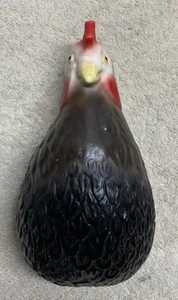 Vintage Chalkware Schnurhalter Hahn dunkel gefärbt Huhn - Bild 1 von 8