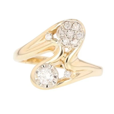 .34ctw Diamond Solitaire w/ Cluster Bypass Statement Ring 14k Yellow Gold Size 7 - Image 1 of 4