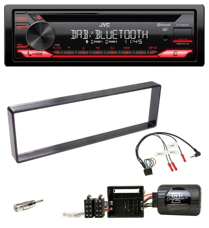 JVC CD DAB USB Bluetooth Lenkrad Autoradio für Citroen C4 2004-2010 schwarz - Bild 1 von 4