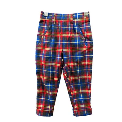 Pantalón Pantalón a Cuadros Vintage Años 90 Lugar Bebé 24M/2T Rojo Azul Foto 1 de 4