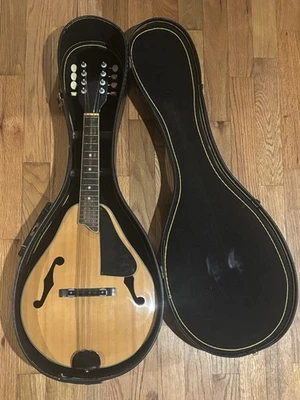 Mandolina estilo “A” hecha en Corea años 70 MD15 acabado natural con estuche de aglomerado Foto 1 de 4