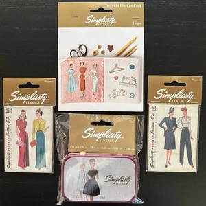Simplicity Vintage Design Gift Set Magnetic Tin / Iron-On Die Cuts / Magnets NEW - Picture 1 of 5