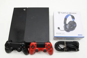 Sony PlayStation 4 500GB Console CUH 1001A W/ Controllers & Headset - Jet Black - Picture 1 of 24