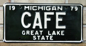 1979 Michigan "CAFE" Personalized Vanity License Plate, Restaurant / Bar Decor - Picture 1 of 6