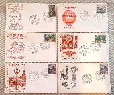 Spain, 1973 - 6 FDC,s ( Fregenal Sierra, Murcia, Badalona, San Feliu Llobregat) - Image 1 of 4