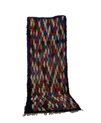 Moroccan Cotton Vintage Berber Rug, Unique Geometrie Home Decor Rug 3'6x7'3 ft - Image 1 of 4