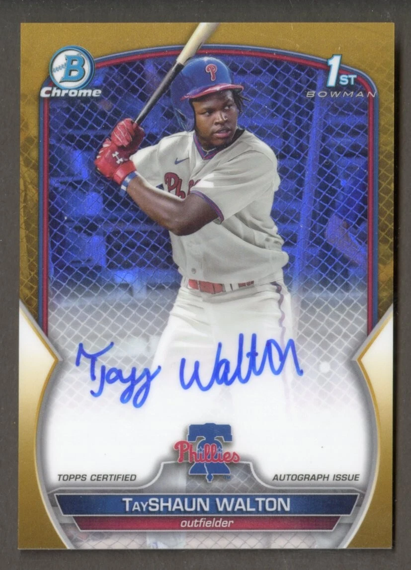 2023 Bowman Draft Chrome Baseball TayShaun Walton Gold Refractor 1st Auto /50