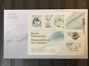 Canada post 2021 MNH Stamp SS Snow mammals fauna flora rabbit - arctic fox FDC - Picture 1 of 2