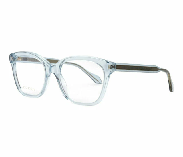 Gucci GG 0566O 003 Blue Crystal Plastic Women's Cat-Eye Eyeglasses - Transparent Azure, 52mm