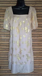 Vestido Babydoll Laundry Shelli Segal Petite 4 Rosa Seda Metálico Dorado S Vacaciones  - Imagen 1 de 24