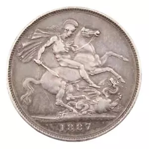 1887 Great Britain silver Crown VF+ - Picture 1 of 2