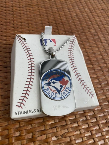 Toronto Blue Jays Dog Tag Necklace MLB 22” Sterling Silver NWT Cover