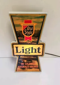 CARTELLO VINTAGE HEILEMAN'S OLD STYLE BIRRA LA CROSS WISC.- 16x9 in PLASTICA #870 - Foto 1 di 6