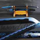 Functional Japanese Samurai Katana Sword Carbon Steel Blue Dragon Engraved Saya 
